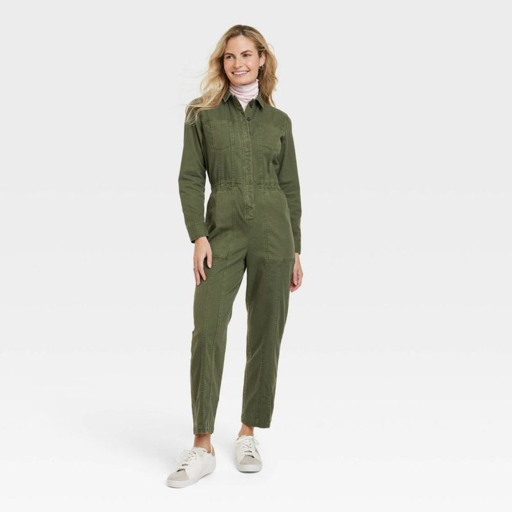 Olive Green Women's Utility Jumpsuit Coveralls